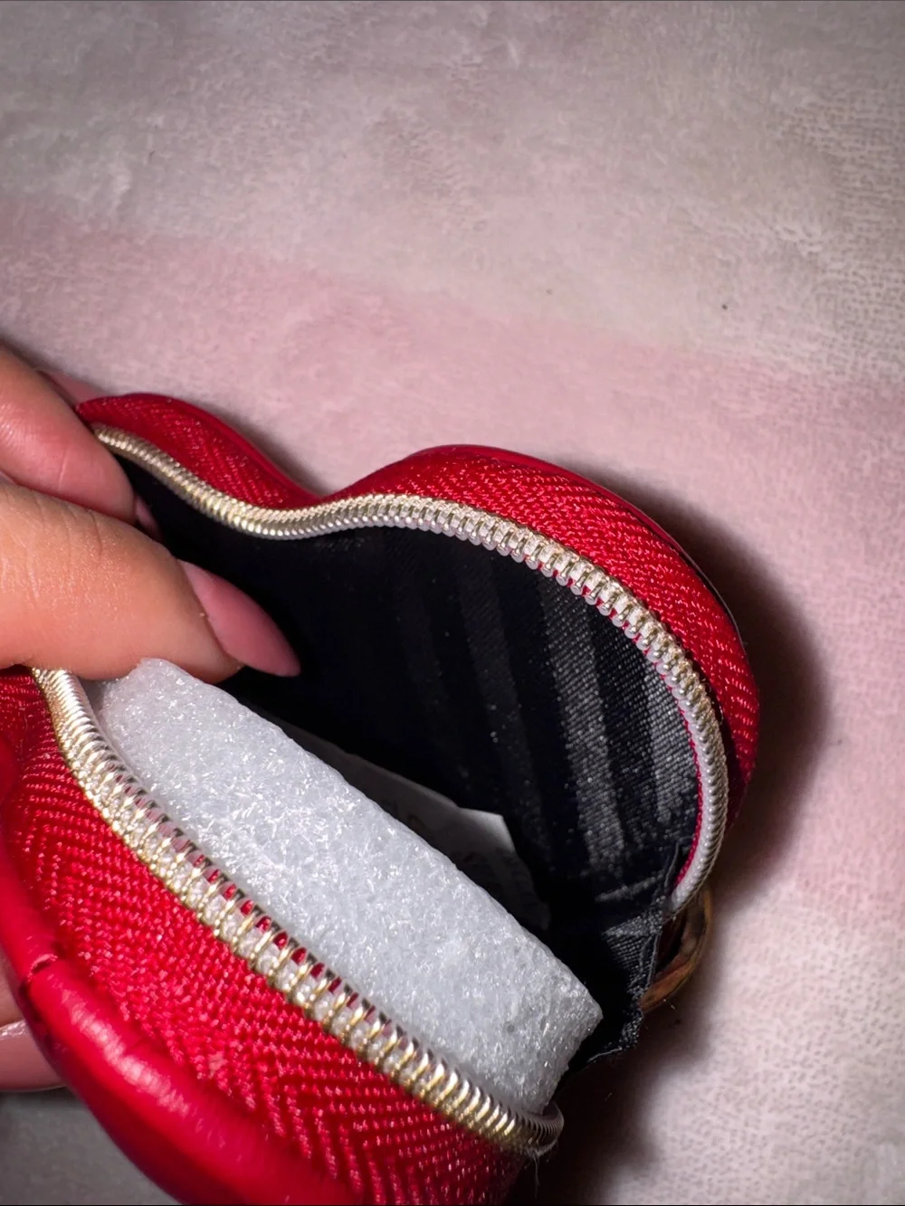 VS Red Heart-Shaped Leather Keychain Wallet - Women Accessories